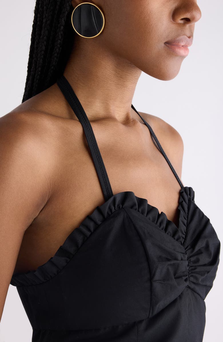 Chloé The Chloé Pleats Leather Clip-On Earrings, Alternate, color, Black