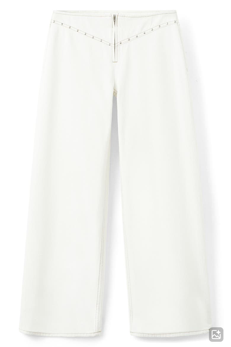 Stud Wide Leg Jeans, Main, color, OFF WHITE