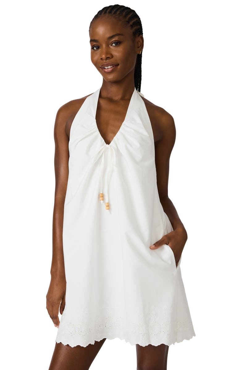 Steve Madden Adana Halter Poplin Minidress, Alternate, color, White