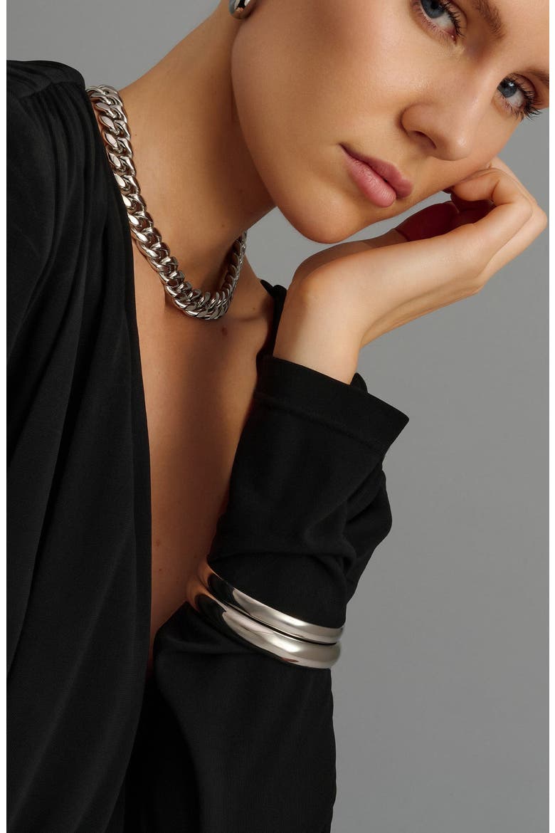 Classic Round Silver Bangle, Alternate, color, 8mm