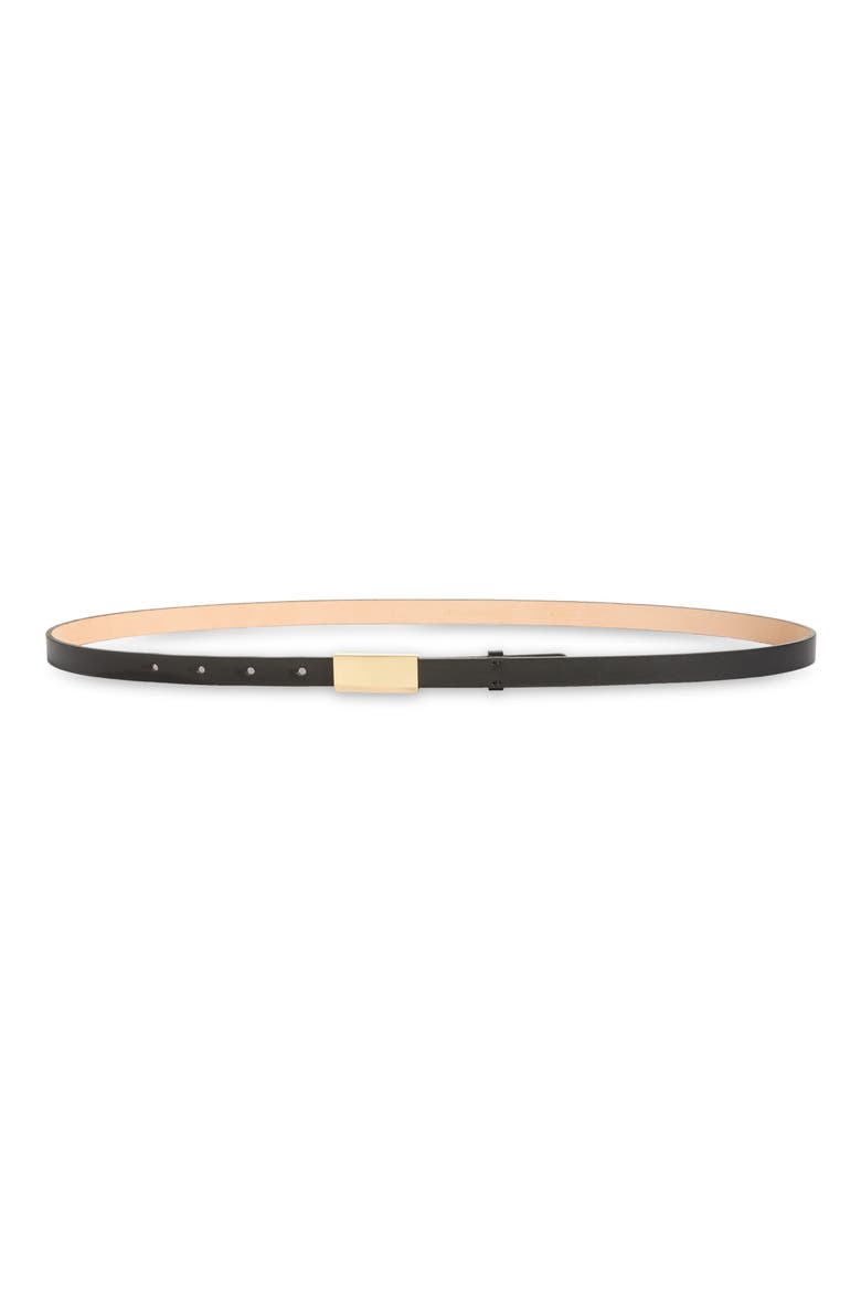 Portofino Mirror Skinny Leather Belt, Main, color, BLACK