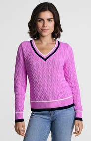 Lands' End Drifter Cable V-neck Sweater