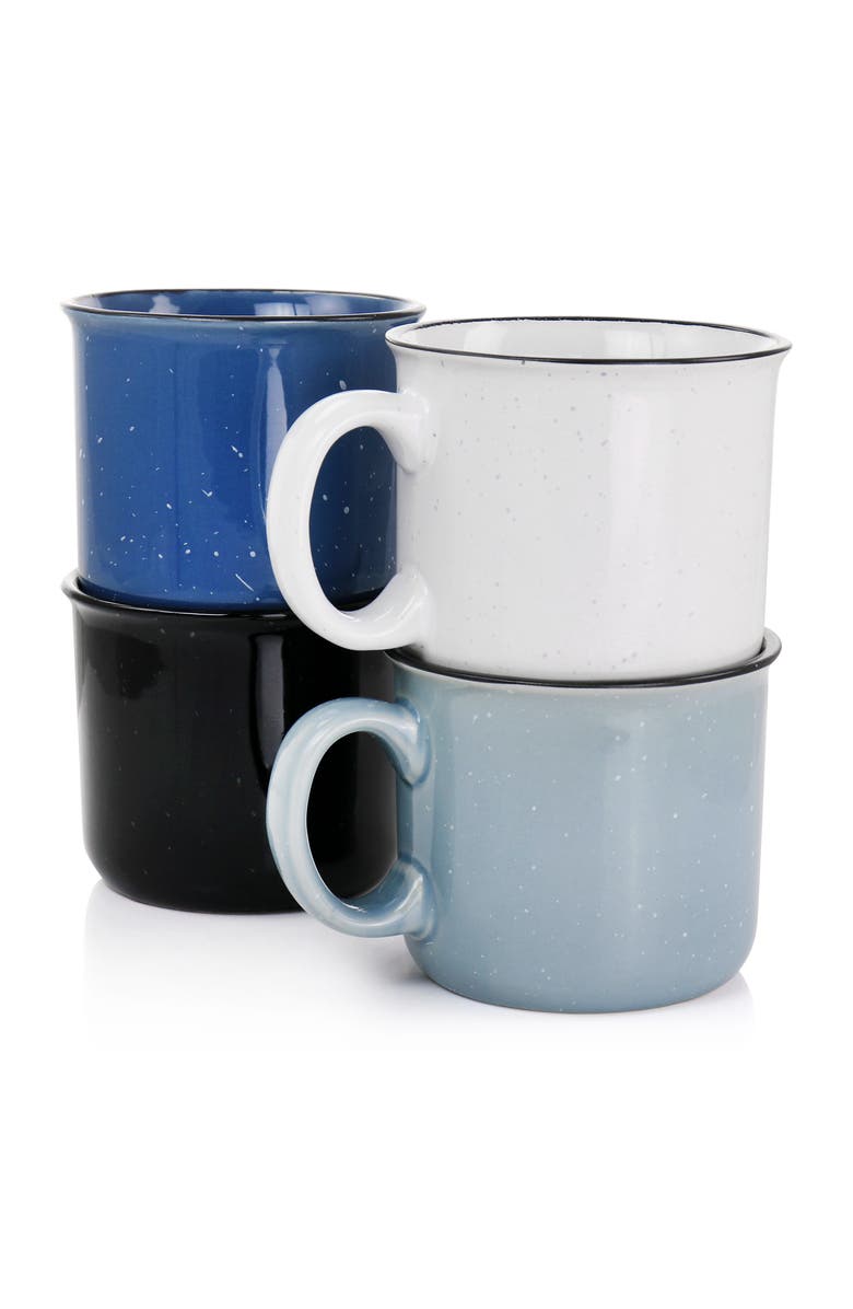 Mr. Coffee Colebrook Speckled Stoneware 18oz 4 Piece Mug Set, Alternate, color, Blue