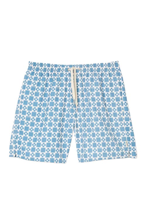 Sandro Square Cross Swim Shorts In Blue Sky