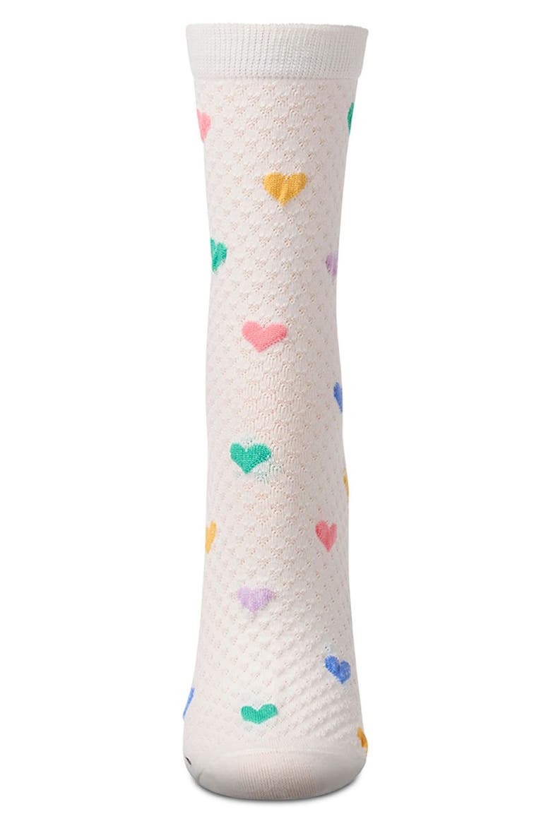 Colorful Hearts Cotton Blend Crew Socks, Alternate, color, WHITE