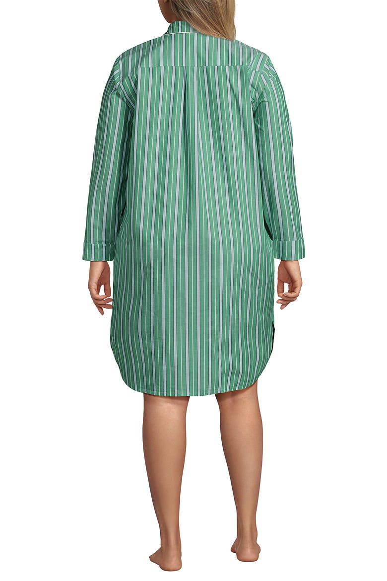 Cotton Poplin Long Sleeve Sleepshirt Nightgown, Alternate, color, Vibrant Clover Multi Stripe