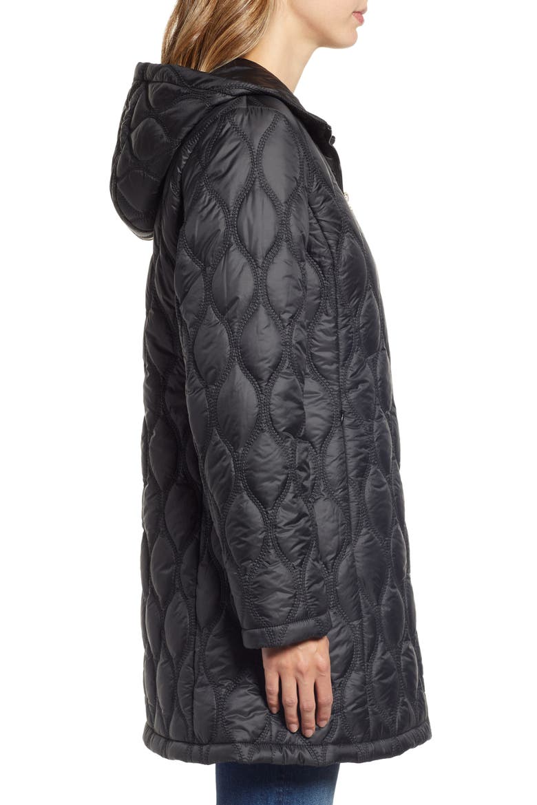 Quilted Water Resistant Coat, Alternate, color, BLACK
