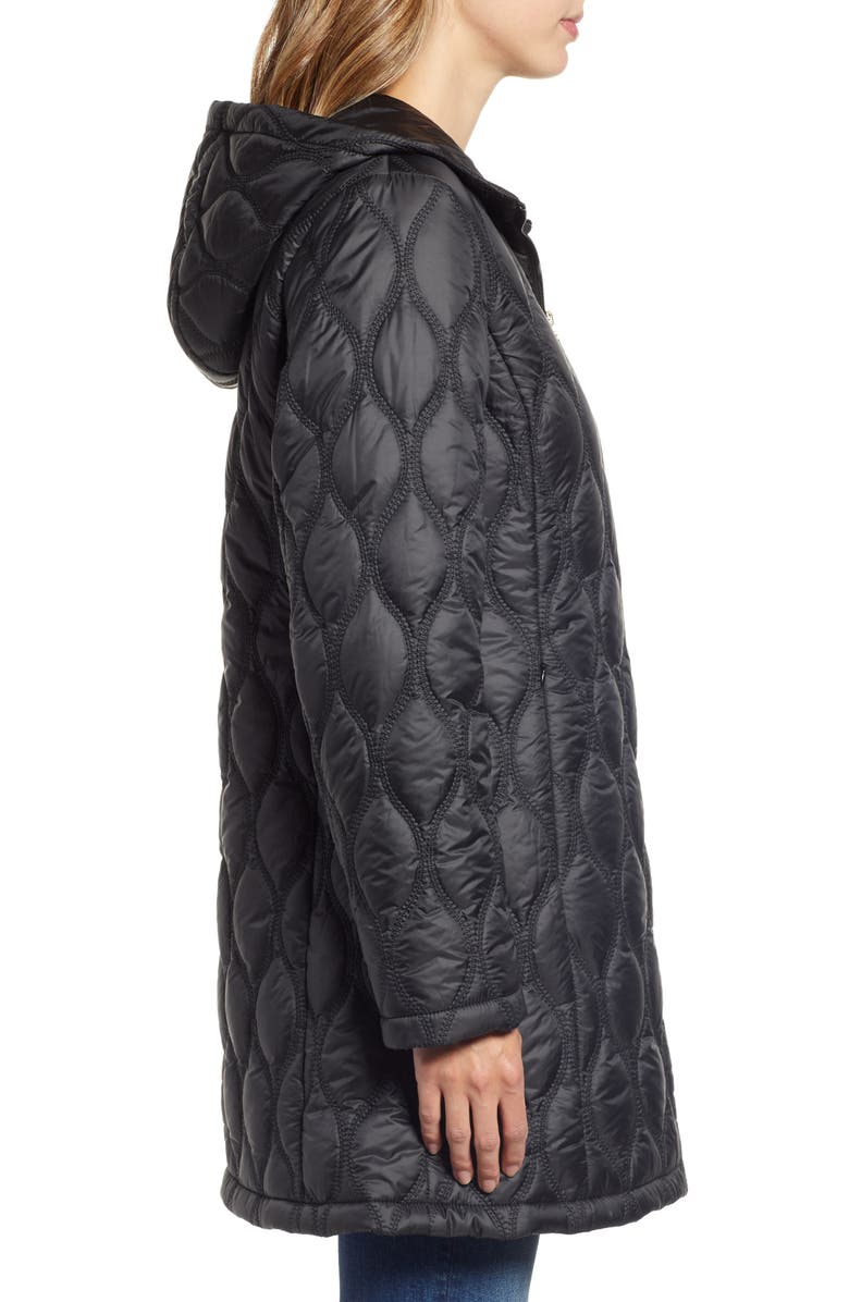 Gallery Quilted Water Resistant Coat, Alternate, color, Black