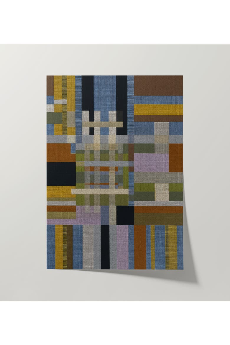 Woven Perspectives No. 08 Geometric Abstract Art Print, Alternate, color, Natural Oak Frame - 12x16