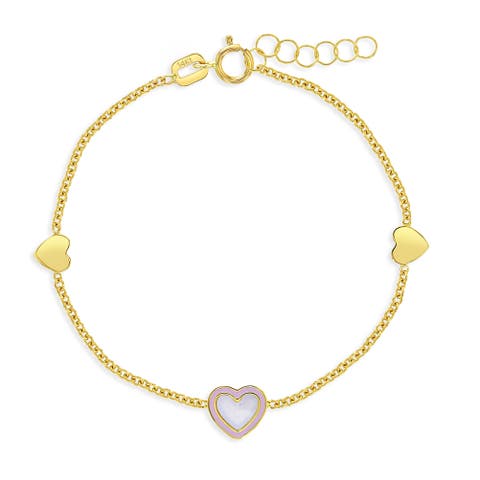 14k Mother of Pearl Heart Bracelet