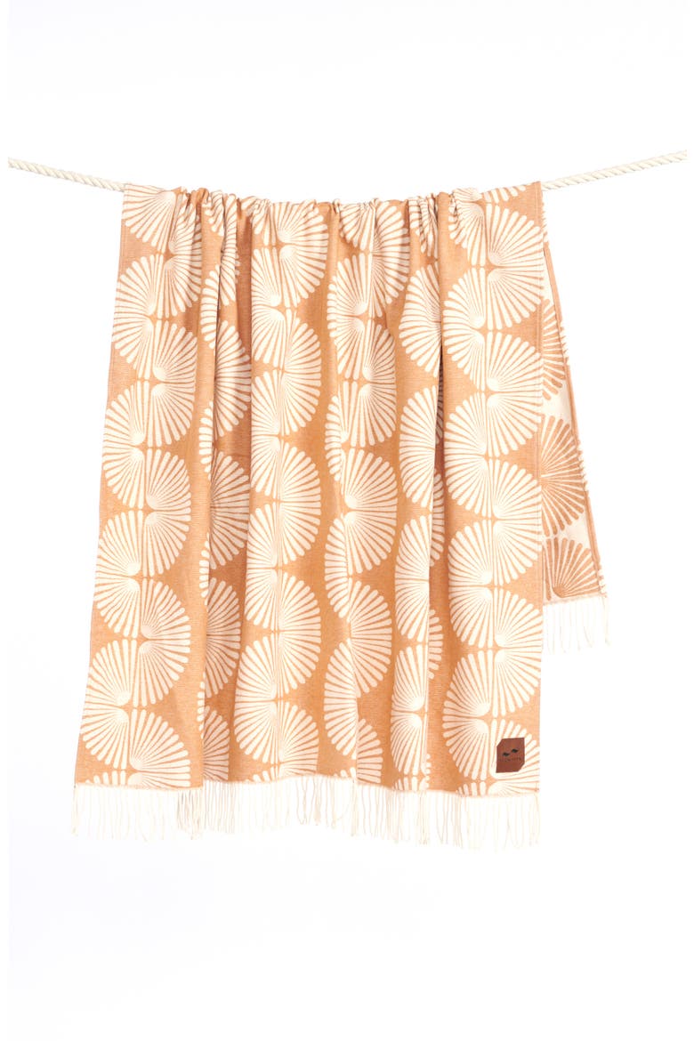 Sidewinder Fringe Trim Cotton Blanket, Alternate, color, BROWN