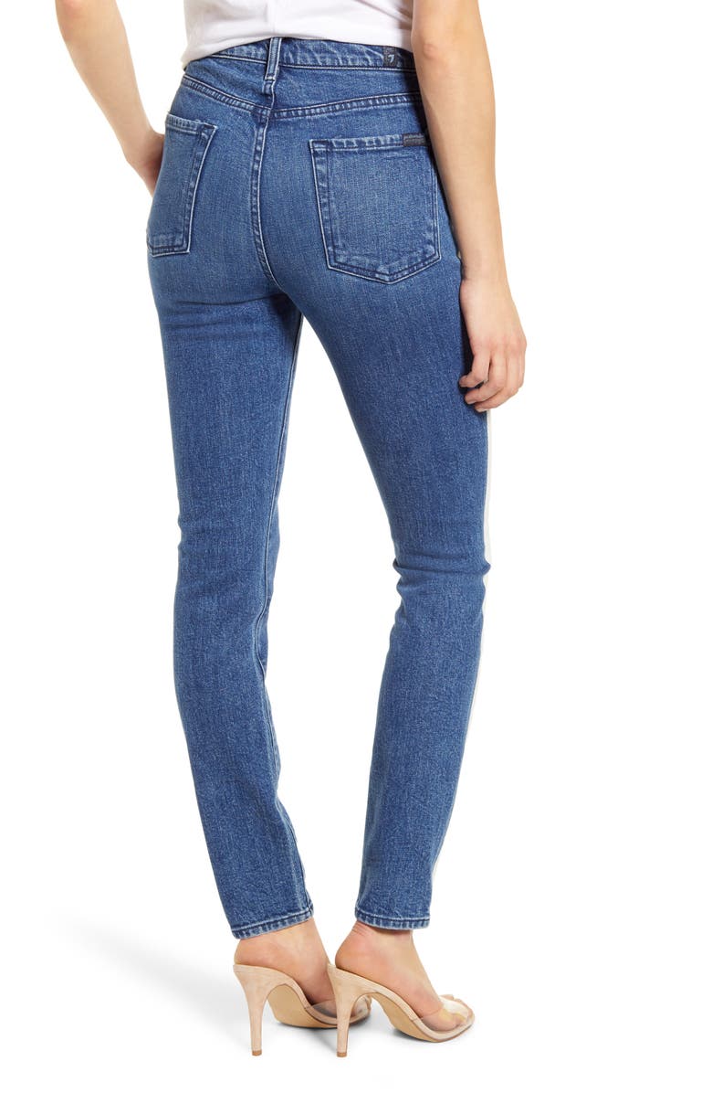 7 For All Mankind <sup>®</sup> Side Stripe High Waist Skinny Jeans, Alternate, color, 