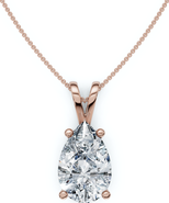 Bliss Diamond 4Ct Solitaire Pear Shape Diamond Pendant Lab Grown 14k Gold 18" Necklace