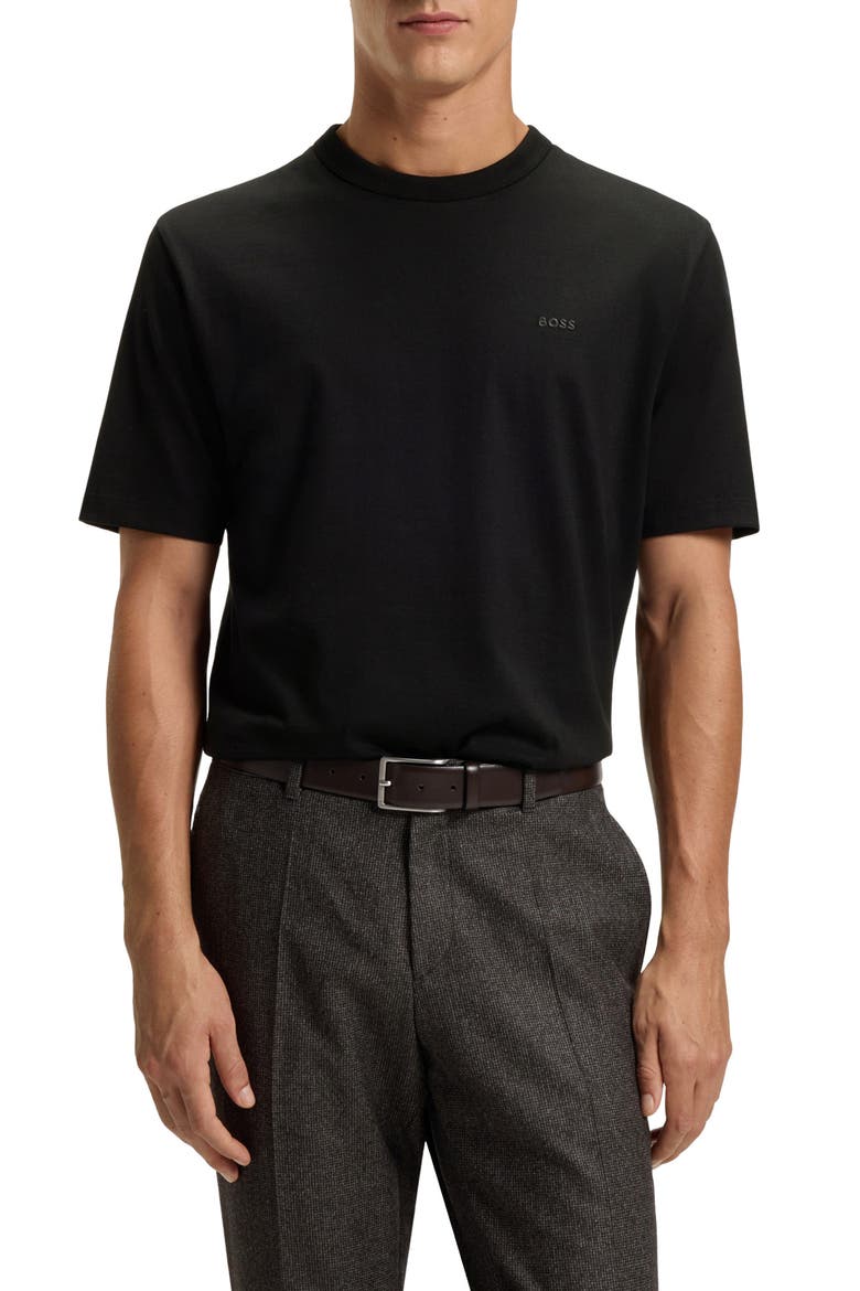 Taut Solid Cotton Logo T-Shirt, Main, color, BLACK