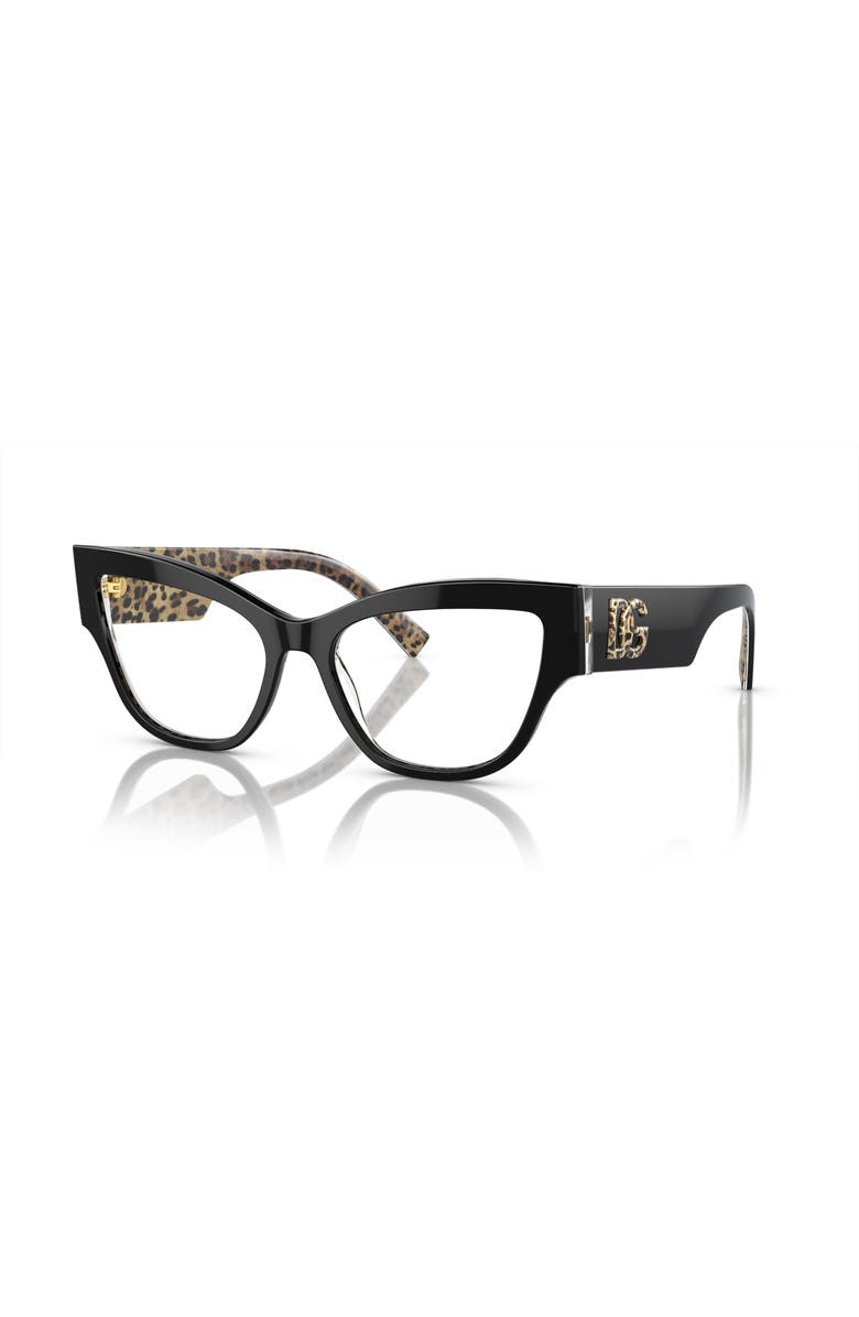 Dolce&Gabbana 53mm Cat Eye optical glasses, Main, color, Black/ Leopard Print