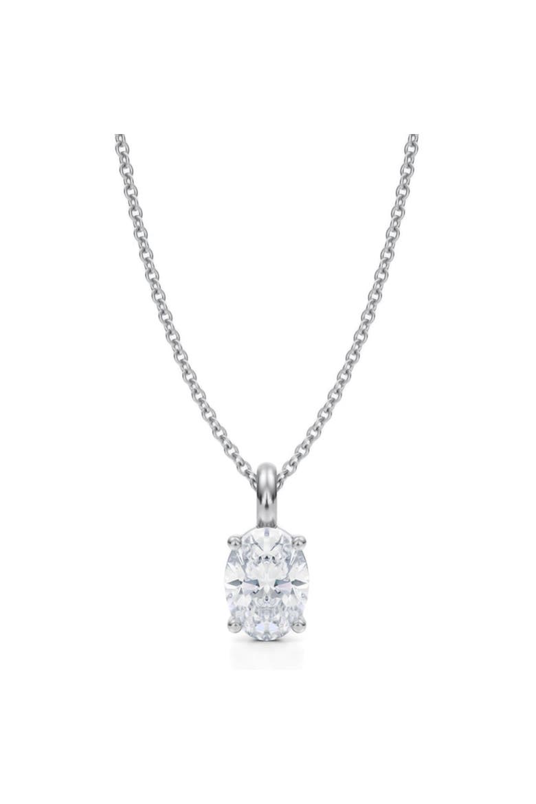 Oval Solitaire Lab Diamond Pendant Necklace 14K 1.0ct, Main, color, White Gold