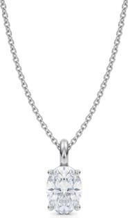 ALLUREZ Oval Solitaire Lab Diamond Pendant Necklace 14K 1.0ct