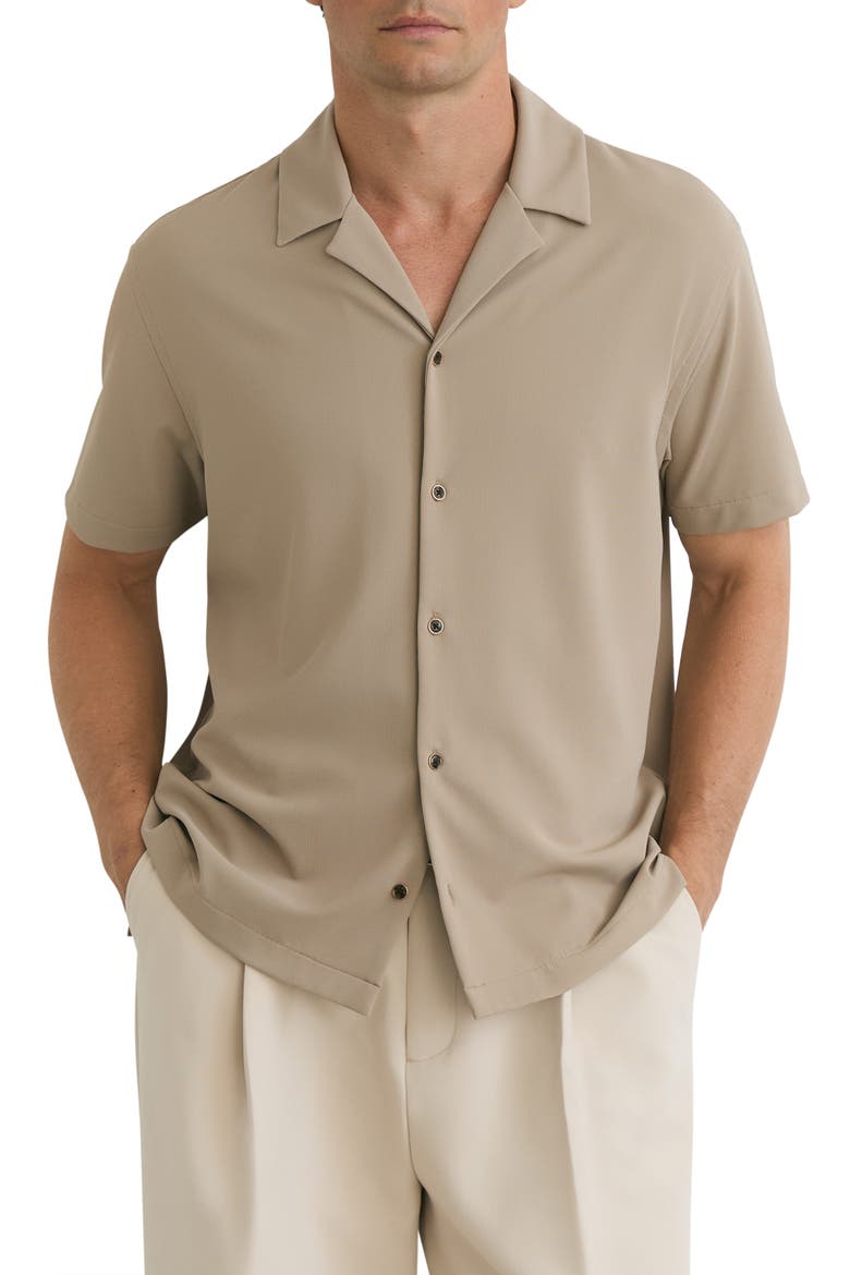 River Textured Camp Shirt, Main, color, STONE