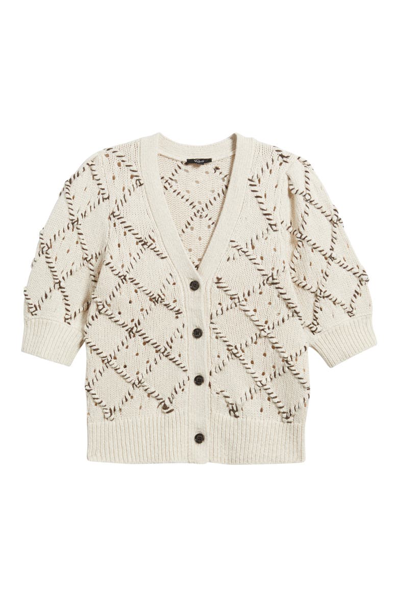 Isla Whipstitch Elbow Sleeve Cardigan, Alternate, color, OAT
