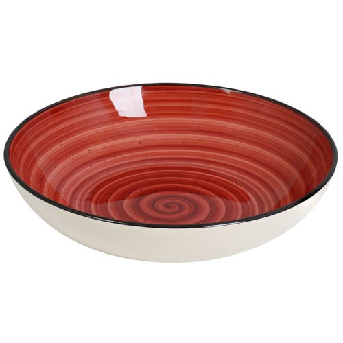 Elama Gia 24 Piece Round Stoneware Dinnerware Set In Red