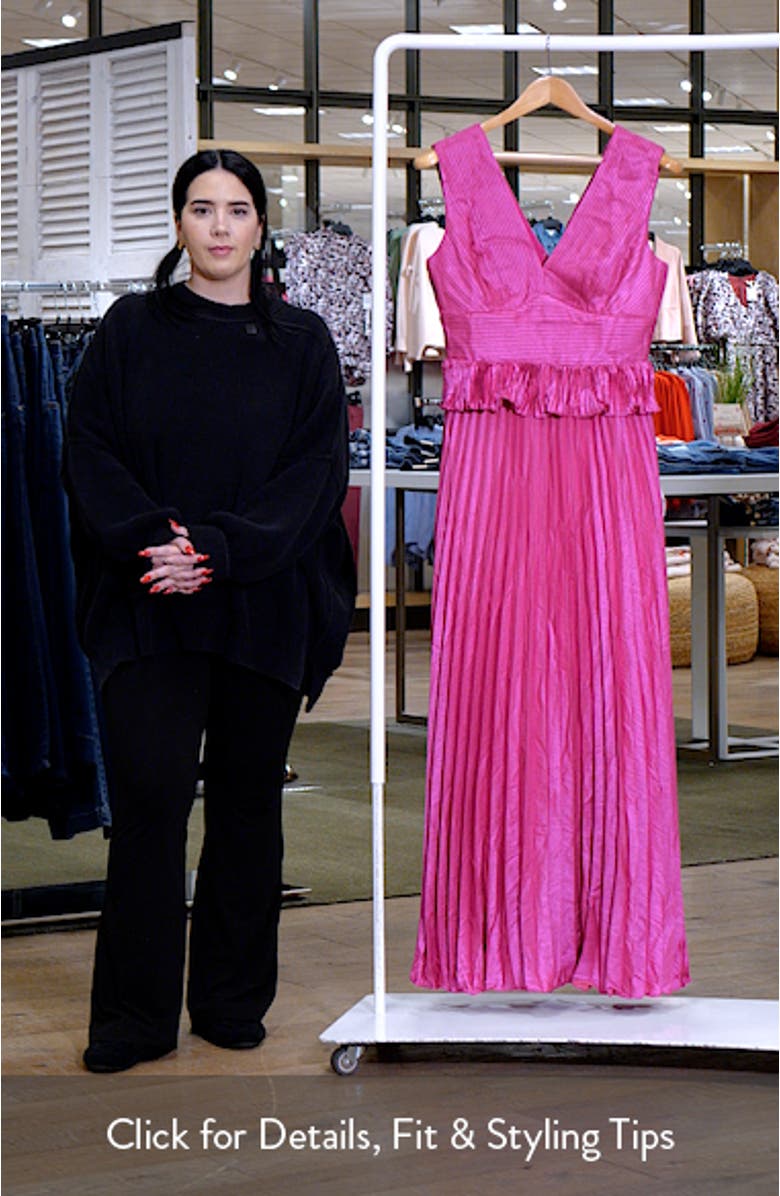 Liliana Metallic Pleated Gown, sales video thumbnail