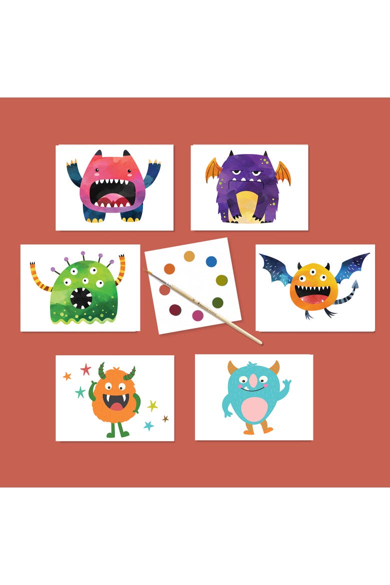 Friendly Monsters Postcard Set, Alternate, color, White