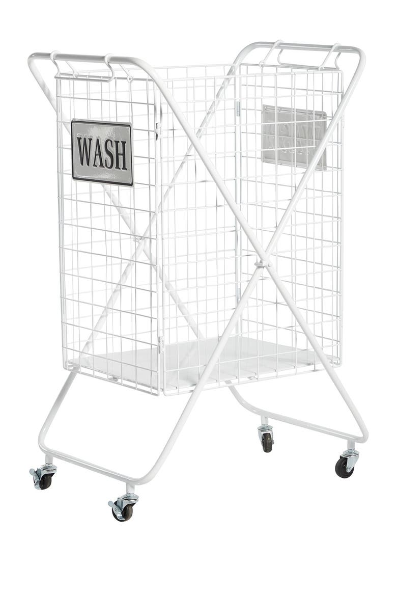 White Metal Farmhouse Storage Cart, Main, color, WHITE