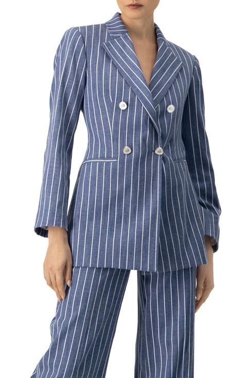 Double-Breasted Striped Blazer