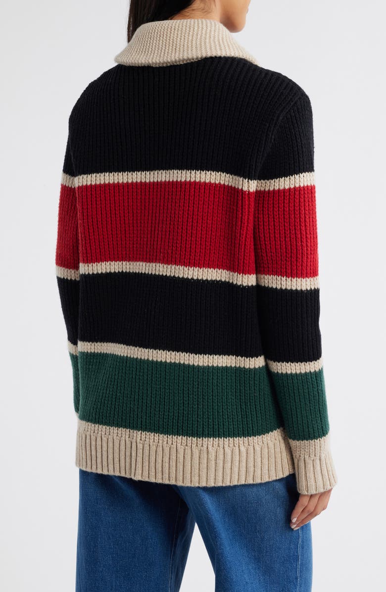 Pendleton Ranger Stripe Lambswool Cardigan, Alternate, color, Ranger Stripe Black Multi
