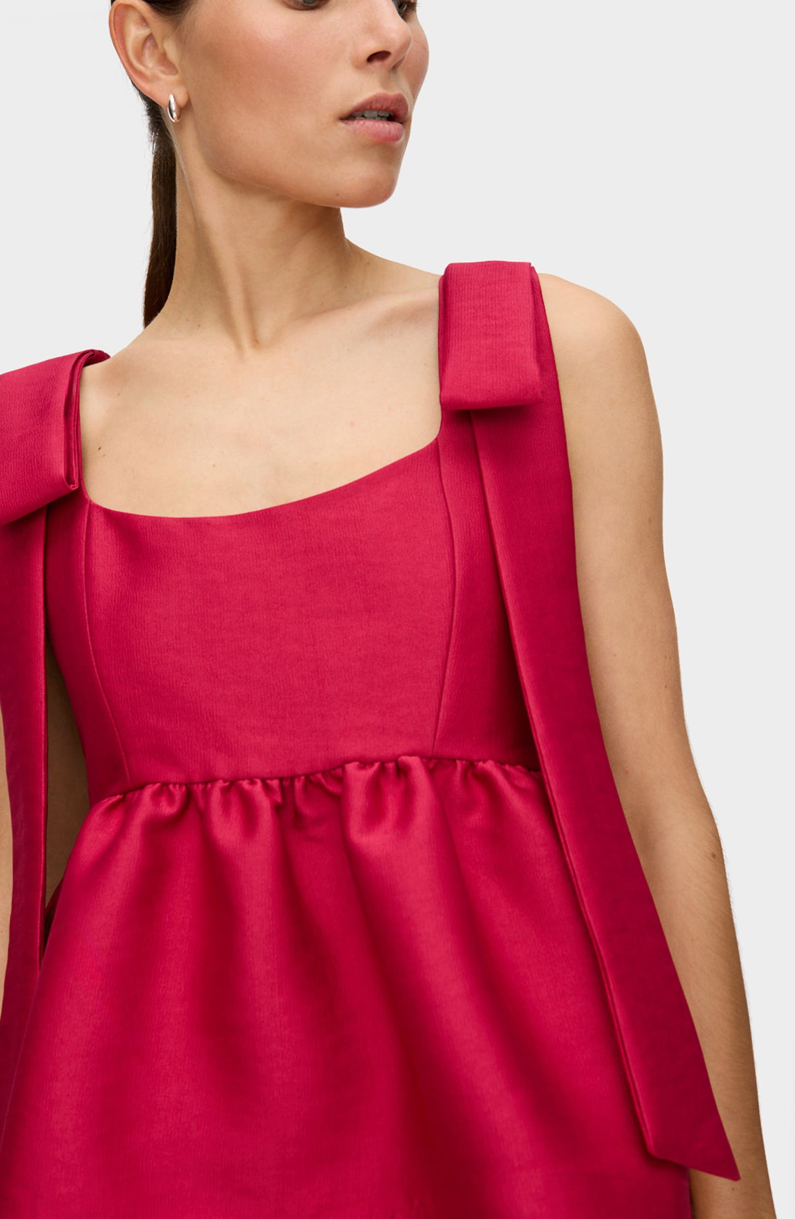 ALIGNE Alina Bow Strap Satin Peplum Top | Nordstromrack