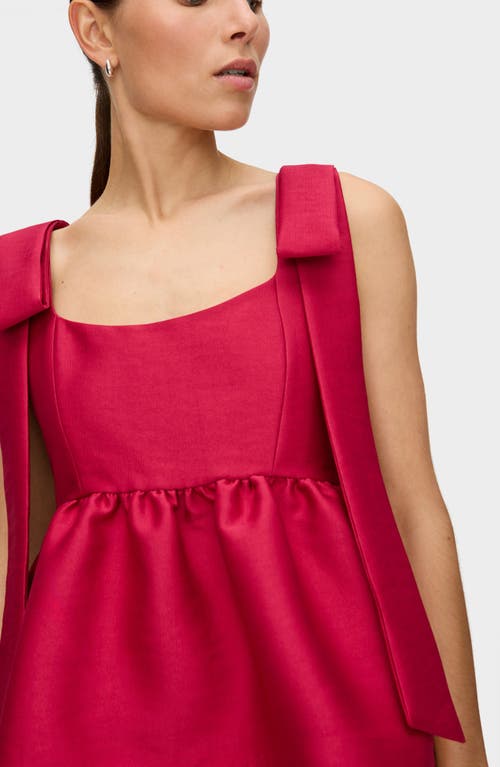 Aligne Alina Bow Strap Satin Peplum Top In Red