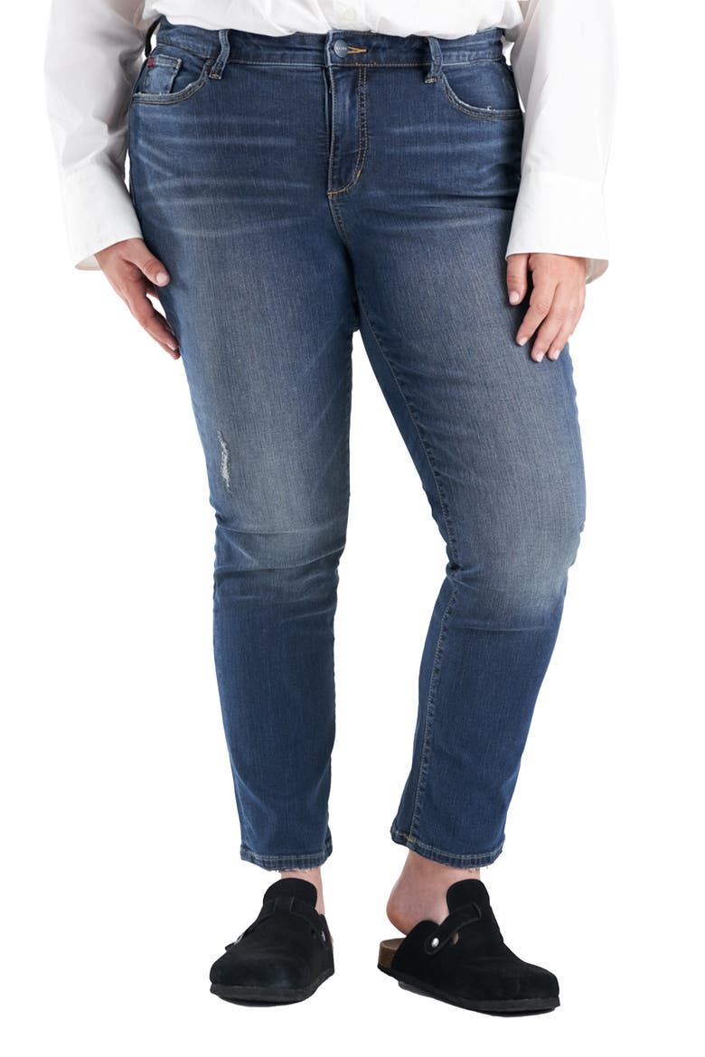 High Waist Distressed Straight Leg Jeans, Main, color, MAGGIE