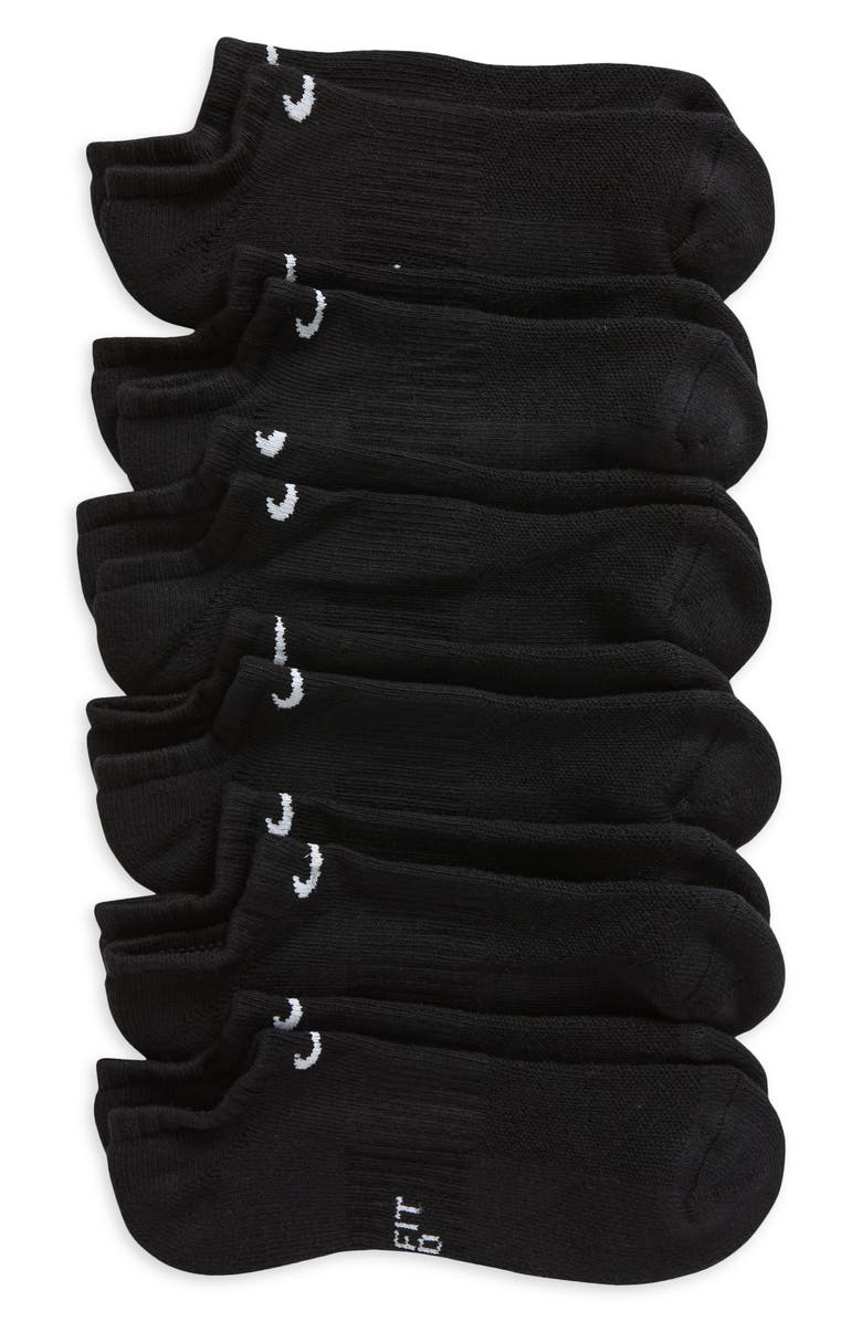Nike Everyday Cushioned No-Show Socks - Pack of 6, Main, color, 010 Black/White