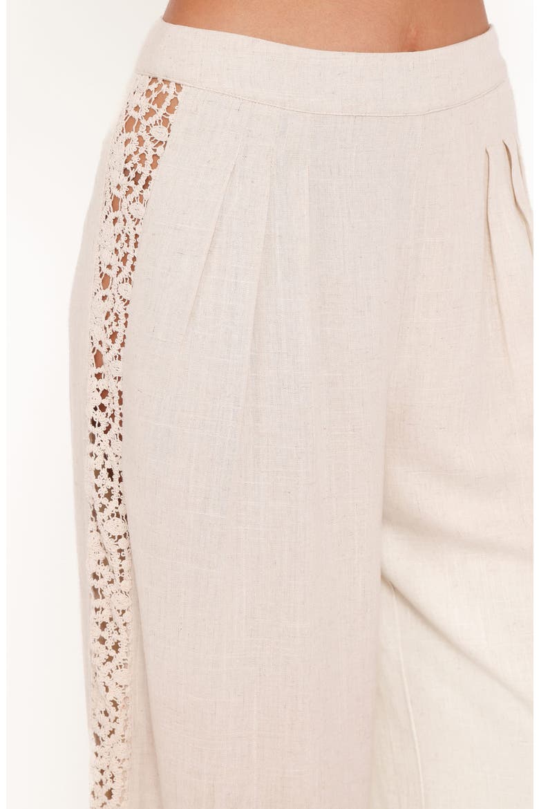 Arles Pleated Cotton Wide Leg Pants, Alternate, color, BEIGE LACE