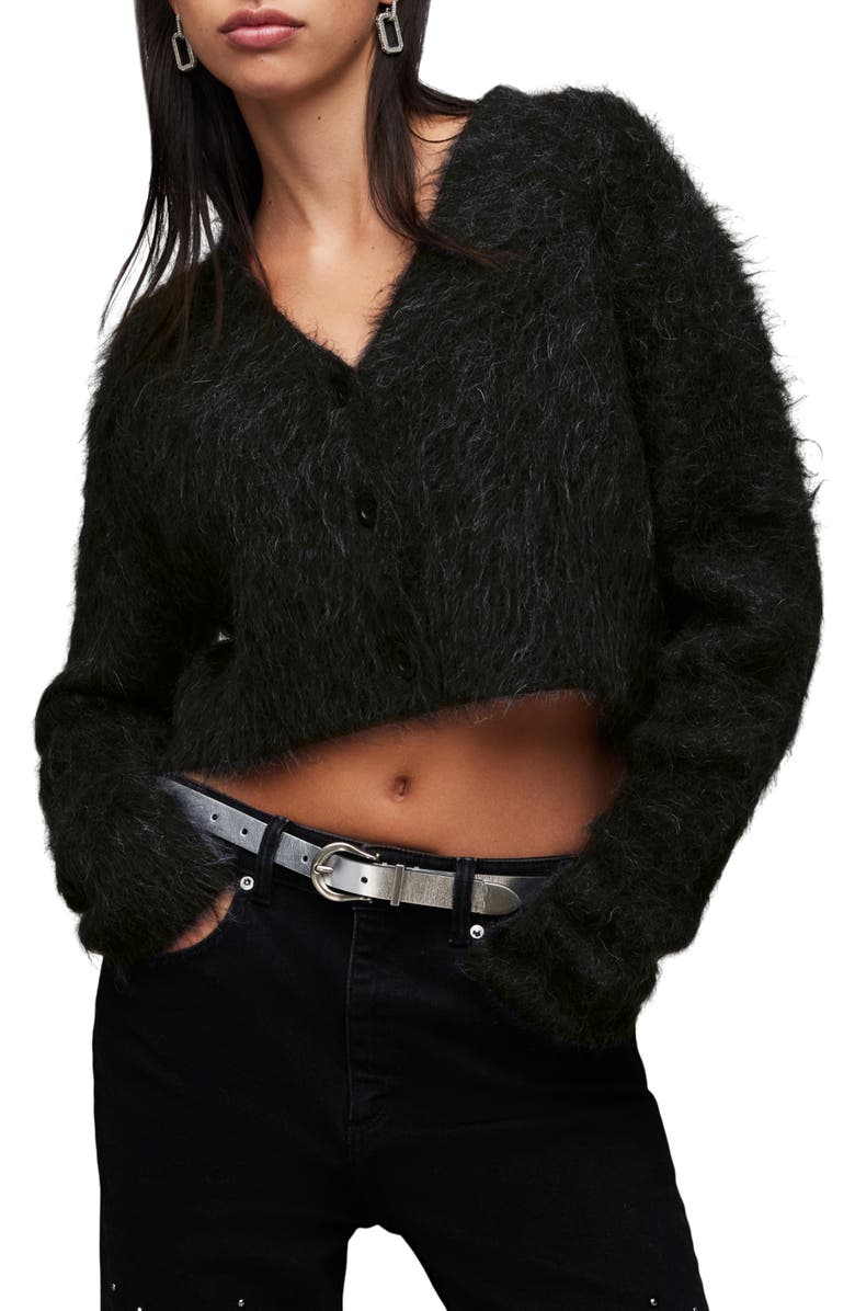AllSaints Wick Crop Cardigan, Main, color, 
