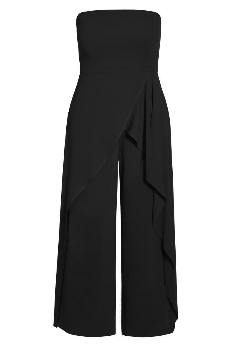 Attract Strapless Jumpsuit, Alternate, color, BLACK
