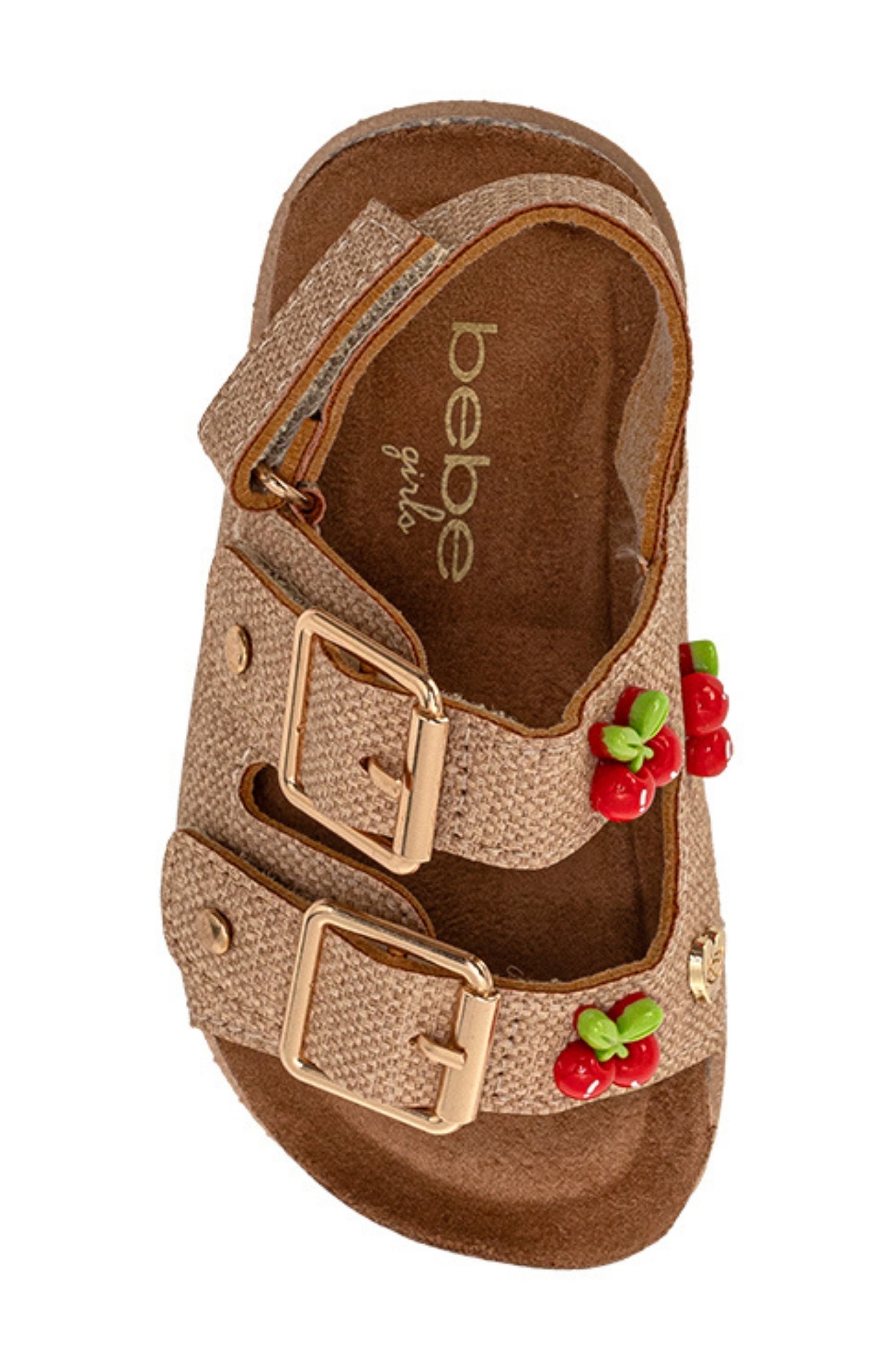 bebe Cherry Footbed Sandal, Alternate, color, Tan