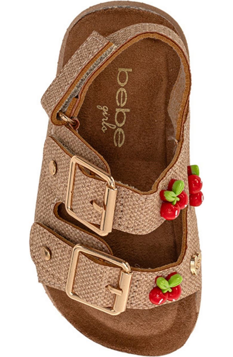 bebe Cherry Footbed Sandal, Alternate, color, Tan
