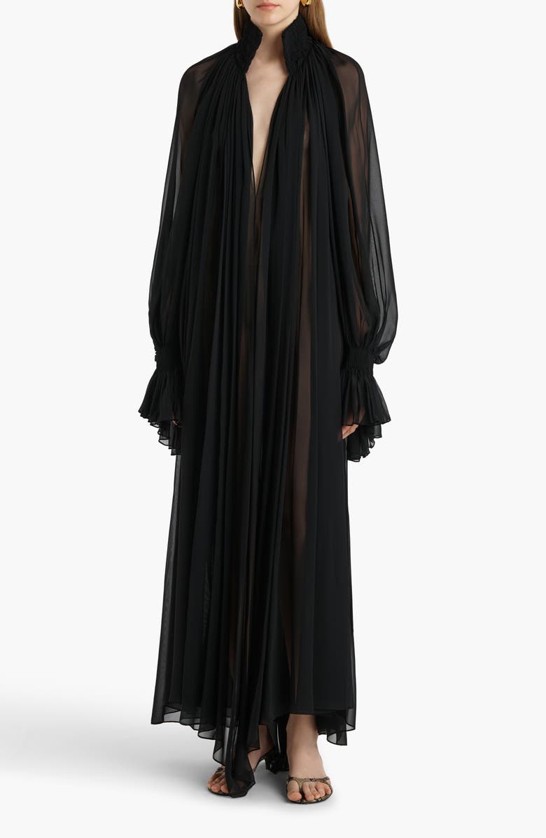 Khaite Edgar Long Sleeve Silk Chiffon Dress, Alternate, color,