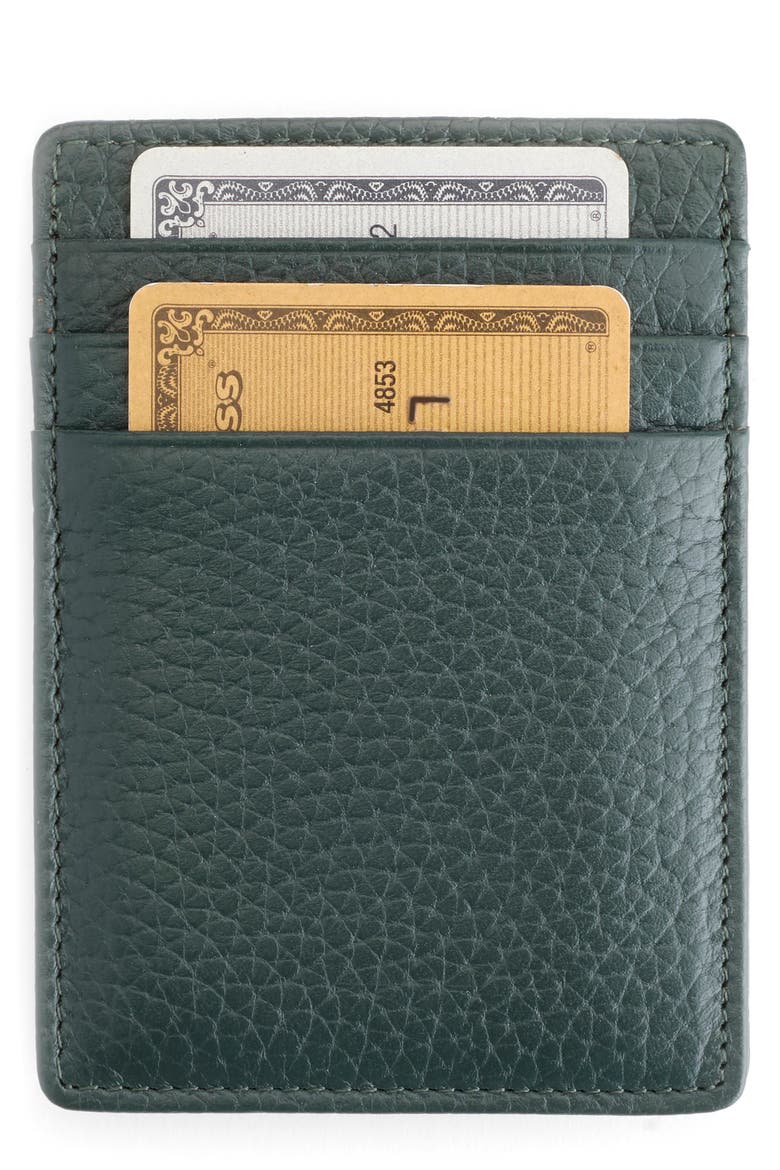Magnetic Leather Money Clip Card Case, Main, color, DARK GREEN
