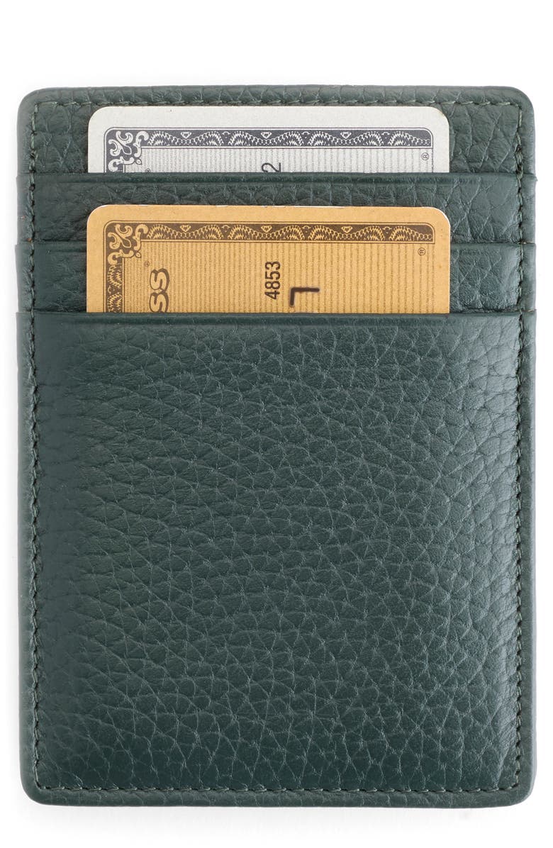 ROYCE New York Magnetic Leather Money Clip Card Case, Main, color, Dark Green