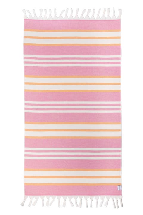 Cove Striped Organic Turkish Towel with Soft Terry Cloth Back