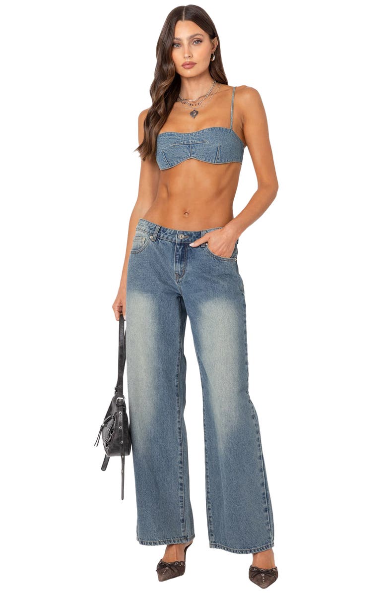 EDIKTED Brandy Denim Bralette, Alternate, color, Blue-Washed