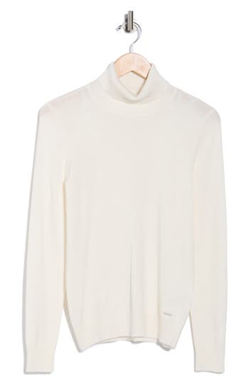 Calvin Klein Long Sleeve Turtleneck Sweater In White