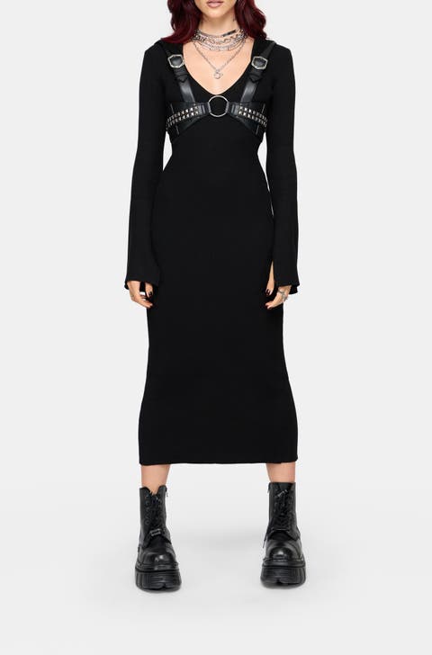 Heike Hooded Ribbed Knit Dress