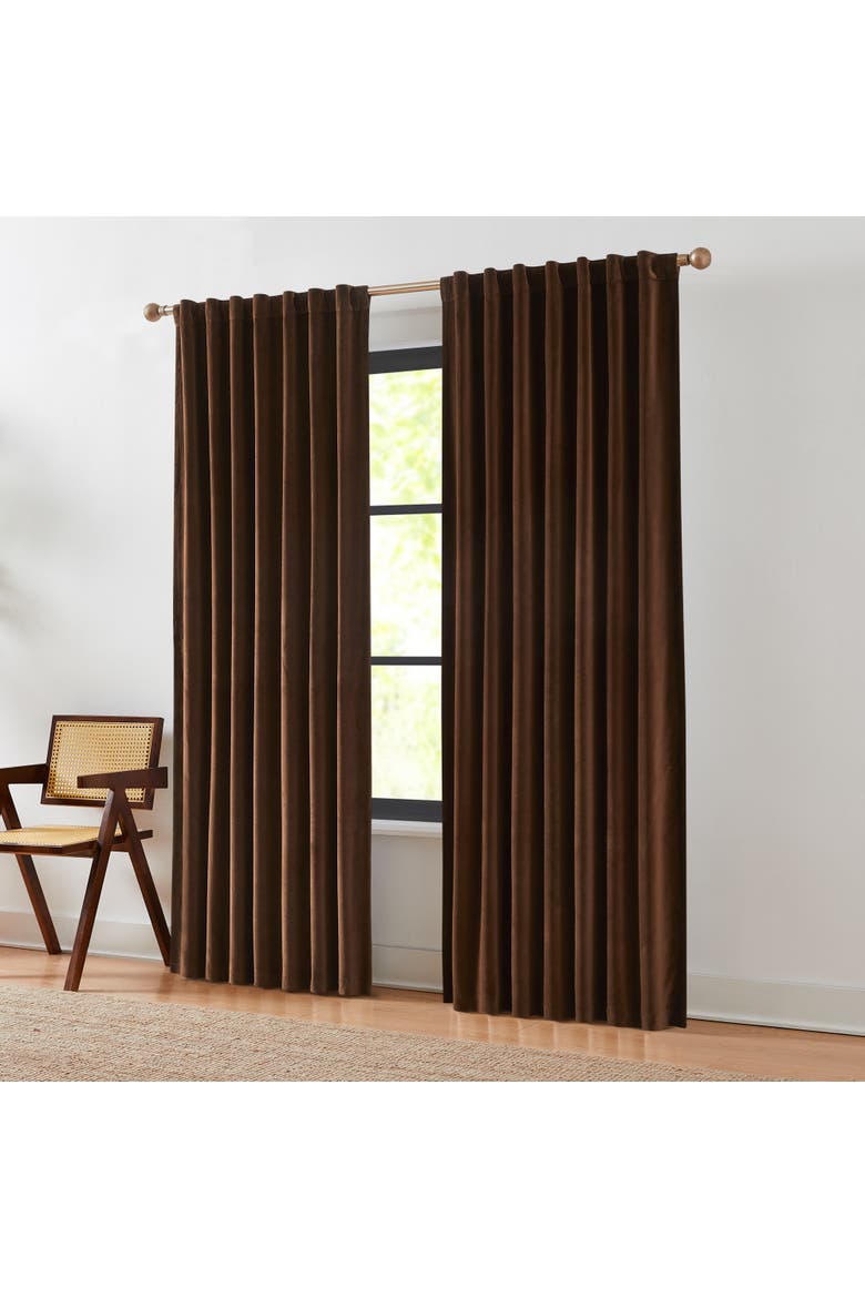 Terran Velvet Blackout Window Panel, Alternate, color, Brown