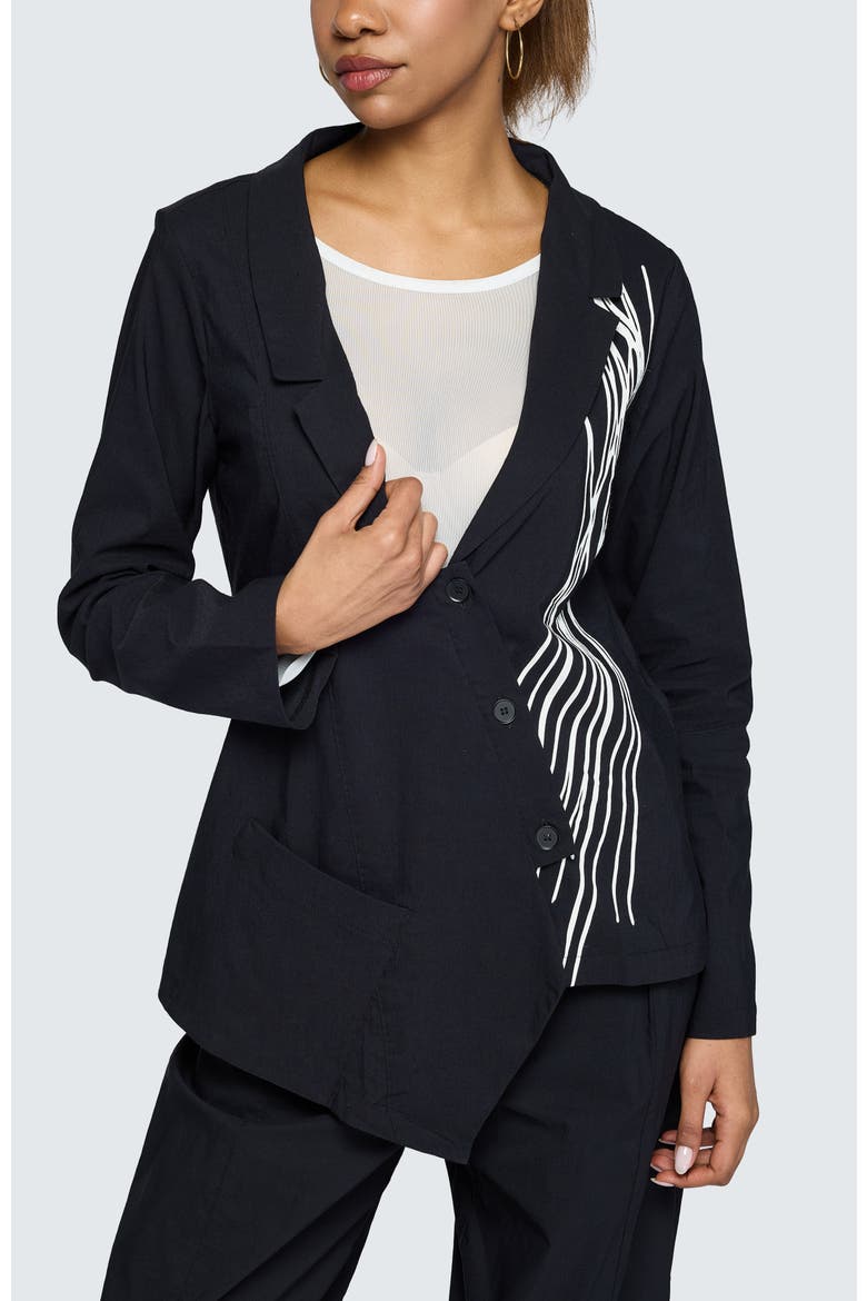 Ava Printed Linen Cotton Blended Jacket, Main, color, Black