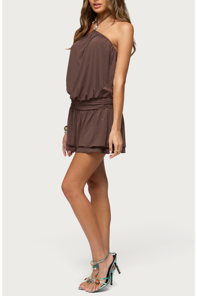 Mikaela Halter Minidress, Alternate, color, BROWN