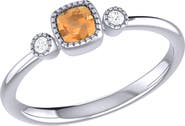 LuvMyJewelry Cushion Cut Citrine & Diamond Ring