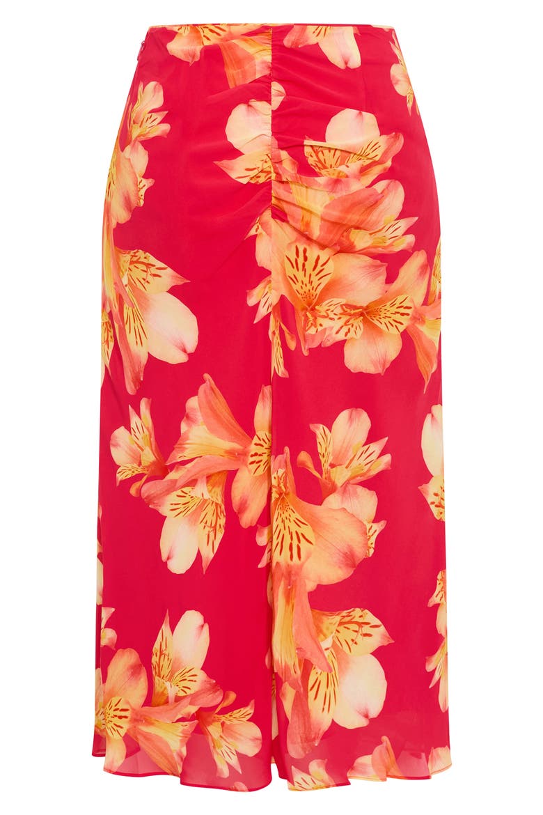Soiree Print Ruched Maxi Skirt, Alternate, color, FUCHSIA LILY